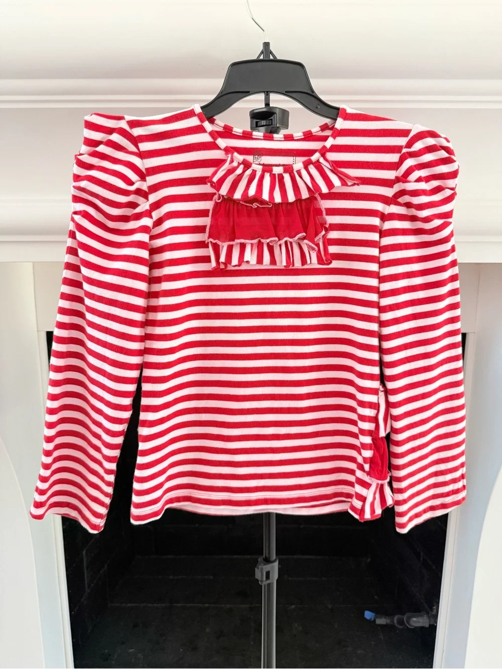 Mustard Pie Red and White Striped Top with Red Ruffle Skirt- Girls 8